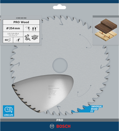 Lâmina de serra circular Bosch PRO Wood 254×2,5×25 mm.